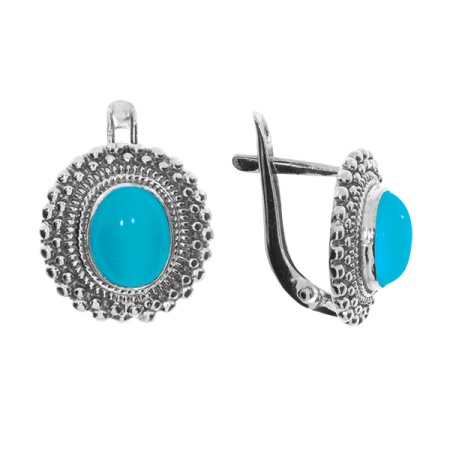 Купить оптом серьги из серебра с бирюзой 2340272003 от Krasnoe
