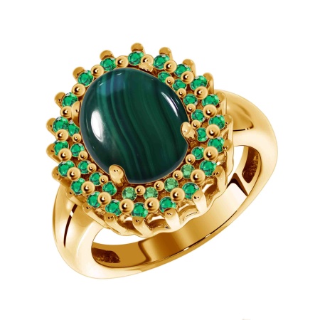 Купить оптом кольцо из серебра с малахитом и ситаллами 1320380150л-61 от Krasnoe