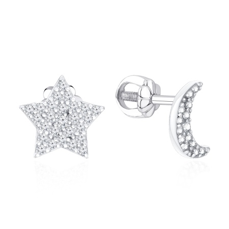 Купить оптом пусеты из серебра с фианитами 2340205516л от Krasnoe