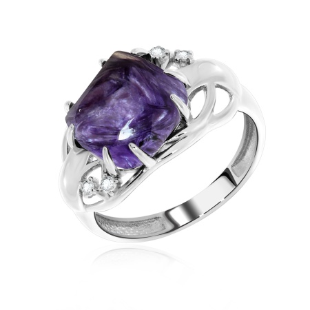 Купить оптом кольцо из серебра с чароитом и фианитами 1340460984 от Krasnoe