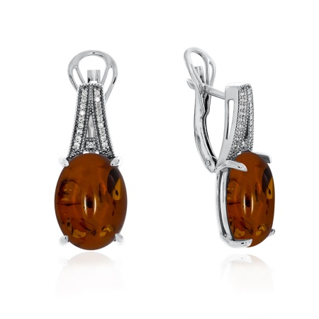 Купить оптом серьги из серебра с янтарём и фианитами 2340483537л от Krasnoe