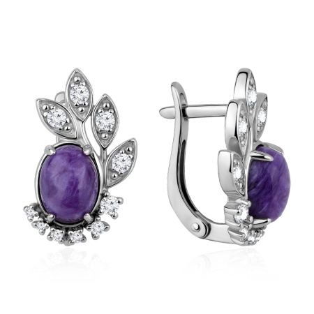 Купить оптом серьги из серебра с чароитами и топазами 2340466334 от Krasnoe