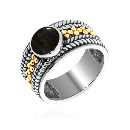 Купить оптом кольцо из серебра с обсидианом 1317321750-20 от Krasnoe