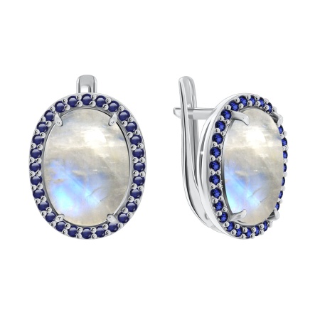 Купить оптом серьги из серебра с лунным камнем и ситаллами 2340930253л-80 от Krasnoe