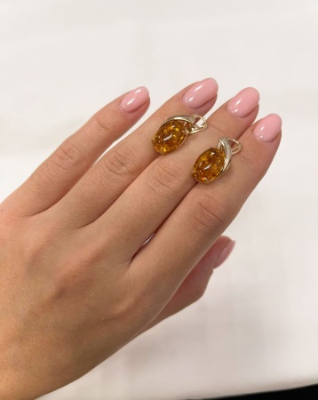 Купить оптом серьги из серебра с янтарём 2320481827 от Krasnoe