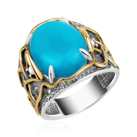 Купить оптом кольцо из серебра с бирюзой и фианитами 1317315329 от Krasnoe