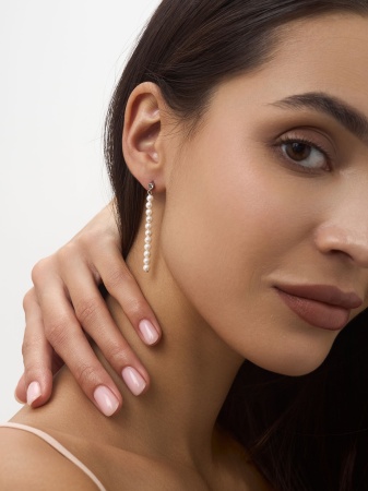 Купить оптом пусеты из серебра с фианитами и жемчугами 2340245315 от Krasnoe