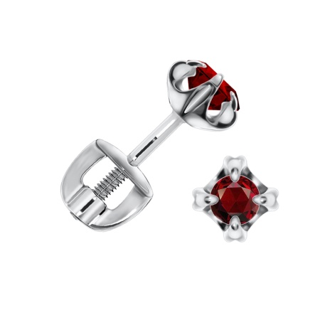 Купить оптом пусеты из серебра с гранатами П340152340 от Krasnoe