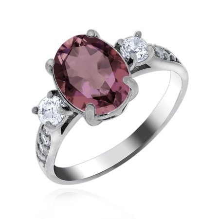 Купить оптом кольцо из серебра с кристаллом, кристалл ювелирныйом и фианитами 1340290188л-33 от Krasnoe