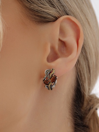 Купить оптом серьги из серебра с кристалл ювелирныйами и фианитами 2317882120л-42 от Krasnoe