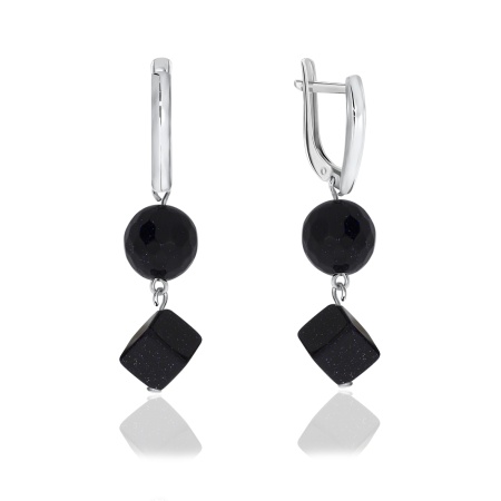 Купить оптом серьги из серебра с синтетическими авантюринами 2340360658-80 от Krasnoe