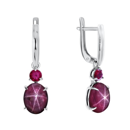 Купить оптом серьги из серебра с синтетическими корундами и рубинами звездчатыми 2340940367-1-37 от Krasnoe