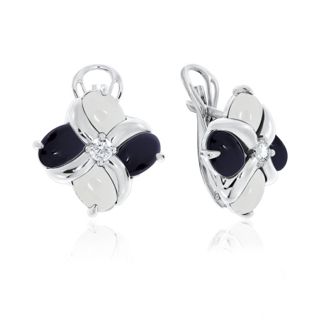 Купить оптом серьги из серебра с фианитами и агатами 2340392908-11 от Krasnoe