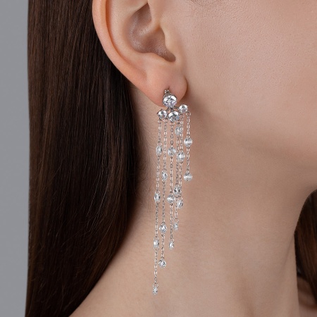 Купить оптом серьги из серебра с фианитами 2340200789 от Krasnoe