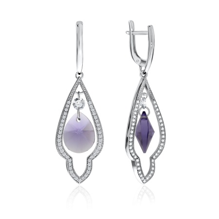 Купить оптом серьги из серебра с кварцем и фианитами 2340180780л-92 от Krasnoe