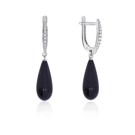 Купить оптом серьги из серебра с агатами и фианитами 2340390336л-20-2 от Krasnoe