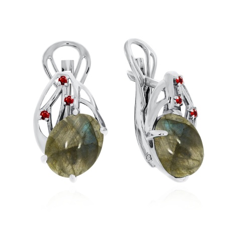 Купить оптом серьги из серебра с лабрадоритами и ситаллами 2340Л00985 от Krasnoe