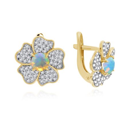 Купить оптом серьги из серебра с опалом белым 2329341884л-10 от Krasnoe