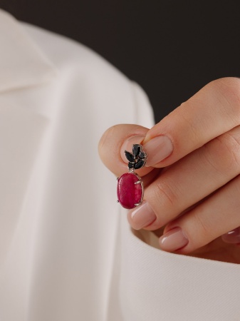 Купить оптом подвеска из серебра с агатом и фианитами 3348390886-2-37 от Krasnoe