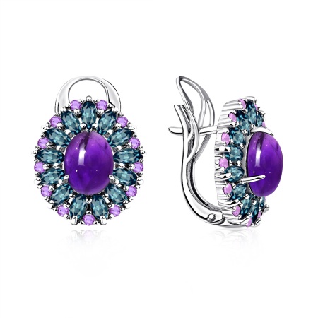 Купить оптом серьги из серебра с аметистами и ситаллами 2340064314-АМ1 от Krasnoe