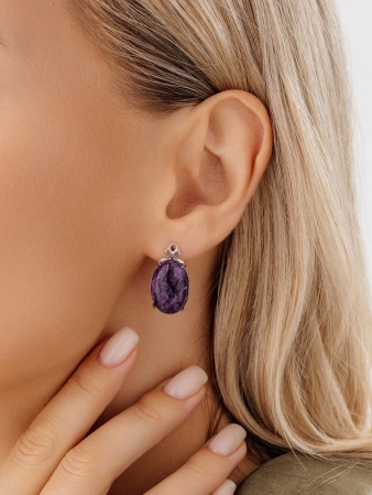 Купить оптом серьги из серебра с чароитами 2340460112 от Krasnoe