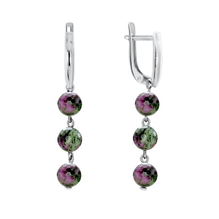 Купить оптом серьги из серебра с цоизитами 2340590309 от Krasnoe