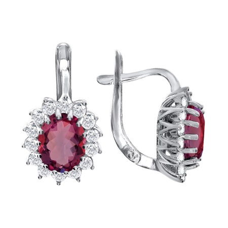 Купить оптом серьги из серебра с кристаллами, кристалл ювелирныйами и фианитами 2340290187л-33 от Krasnoe