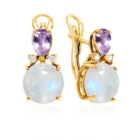 Купить оптом серьги из серебра с лунным камнем и фианитами 2340930935-84 от Krasnoe