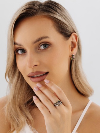 Купить оптом серьги из серебра с ситаллами 2317С32120л-51 от Krasnoe