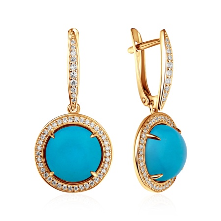 Купить оптом серьги из серебра с бирюзой и фианитами 2320316386л от Krasnoe