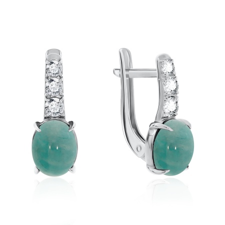 Купить оптом серьги из серебра с амазонитами и фианитами 2340370364 от Krasnoe