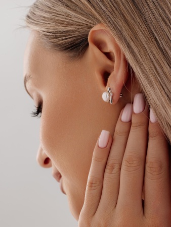 Купить оптом серьги из серебра с жемчугами П340050889-1 от Krasnoe