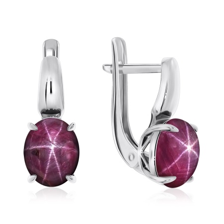 Купить оптом серьги из серебра с рубинами звездчатыми 2340940045-3 от Krasnoe