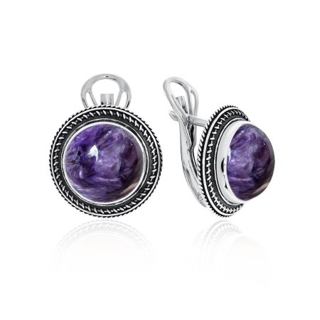 Купить оптом серьги из серебра с чароитами 2310460954 от Krasnoe