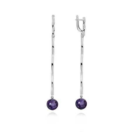 Купить оптом серьги из серебра с чароитами 2340460856 от Krasnoe