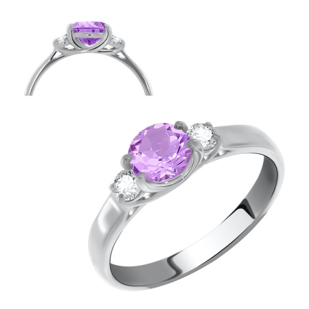 Купить оптом кольцо из серебра с аметистом и фианитами 1340790260 от Krasnoe