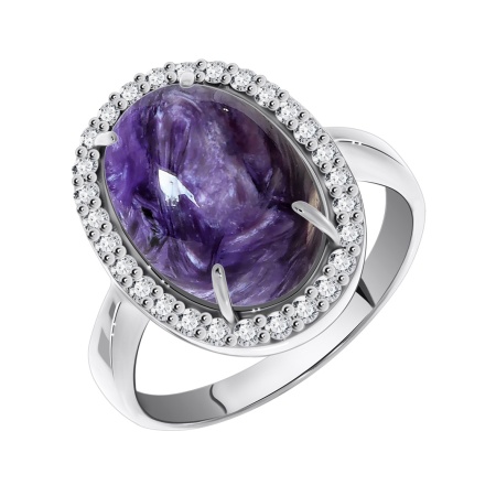 Купить оптом кольцо из серебра с чароитом и фианитами 1340460253л от Krasnoe