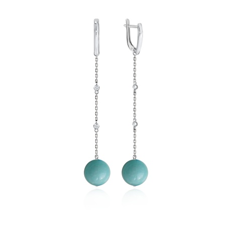 Купить оптом серьги из серебра с амазонитами и фианитами 2340370853л от Krasnoe