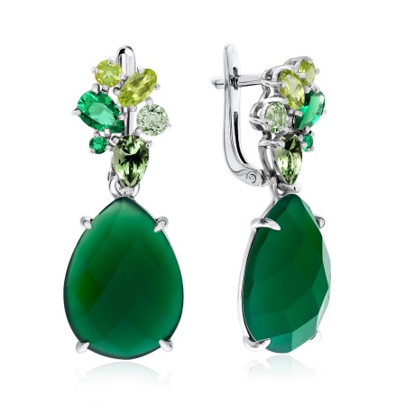 Купить оптом серьги из серебра с агатами, ситаллами и фианитами 2340390875-61 от Krasnoe