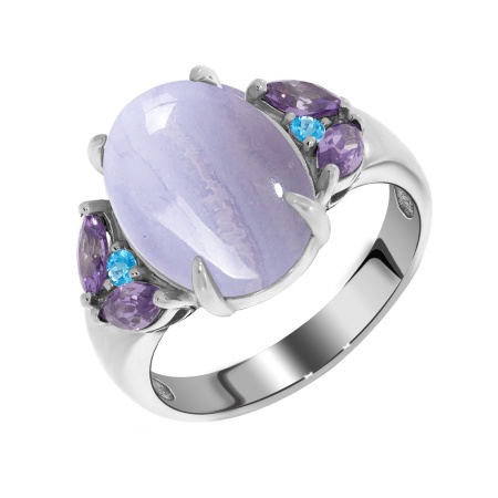 Купить оптом кольцо из серебра с агатом и фианитами 1340390886-84 от Krasnoe