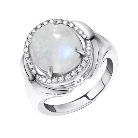 Купить оптом кольцо из серебра с лунным камнем и фианитами 1340930140 от Krasnoe