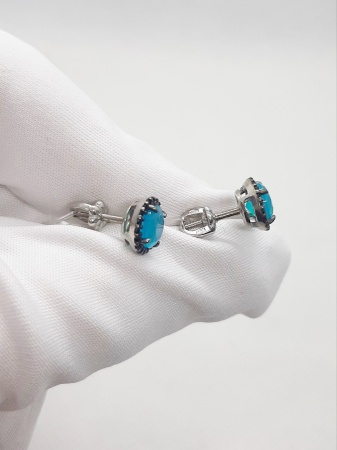 Купить оптом пусеты из серебра с агатами и ситаллами 2348871972л-105 от Krasnoe