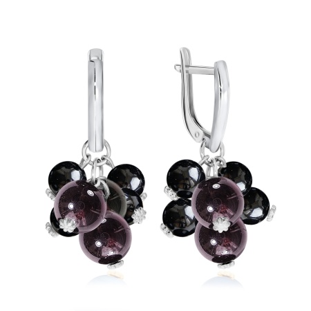 Купить оптом серьги из серебра с гранатами и агатами 2340871288-91 от Krasnoe