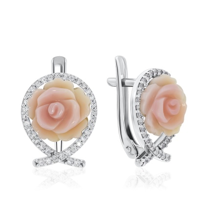 Купить оптом серьги из серебра с перламутрами и фианитами 2340490801л-30 от Krasnoe