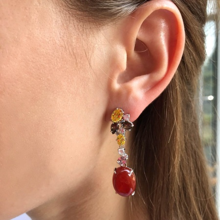 Купить оптом серьги из серебра с агатами, ситаллами и фианитами 2340390879-40 от Krasnoe