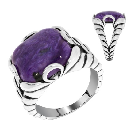 Купить оптом кольцо из серебра с чароитом 1310460976 от Krasnoe