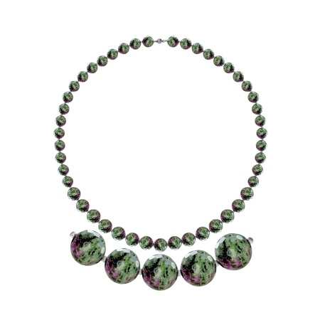 Купить оптом бусы из серебра с цоизитами 8340596072-50 от Krasnoe