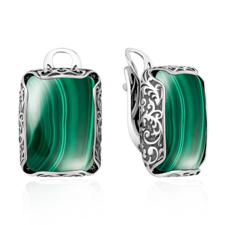 Купить оптом серьги из серебра с малахитами 2310385160 от Krasnoe