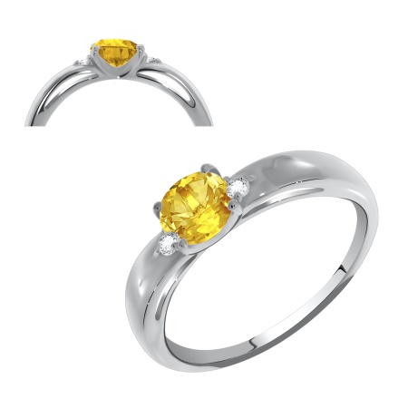 Купить оптом кольцо из серебра с цитрином и фианитами 1340850259 от Krasnoe