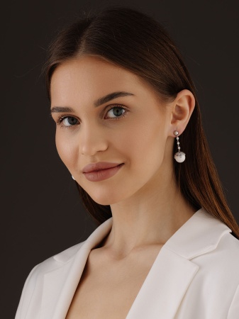 Купить оптом пусеты из серебра с агатами, ситаллами и фианитами 2340390850л-10 от Krasnoe